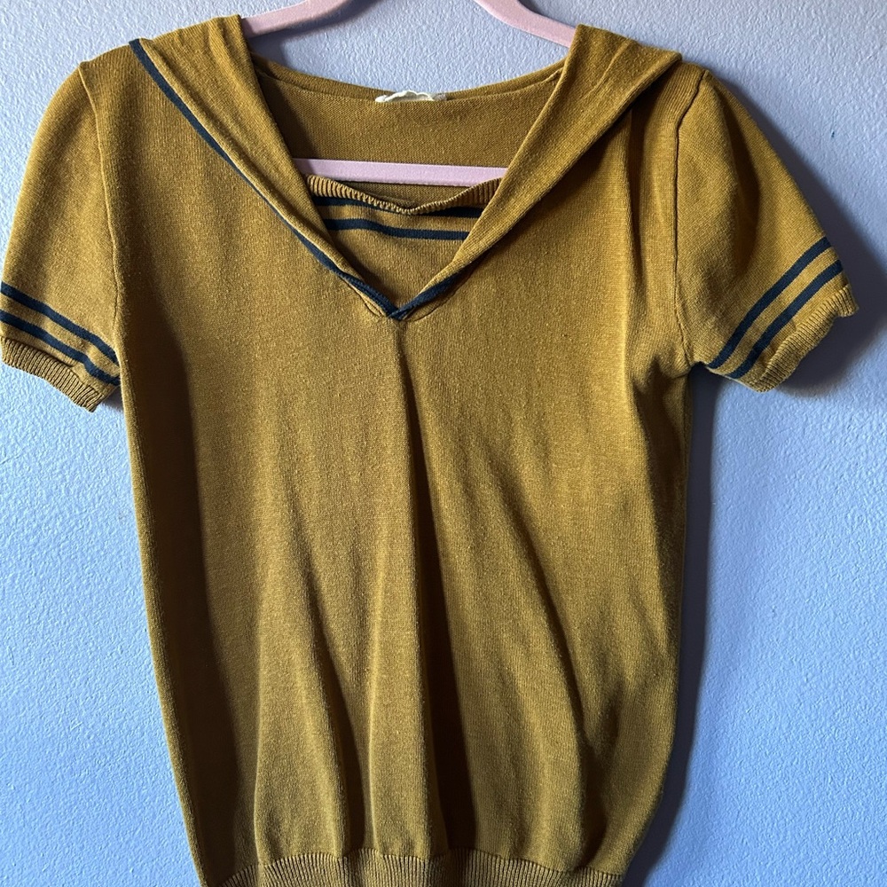 ✨ Vintage Mustard Yellow Sailor Collar Top ✨